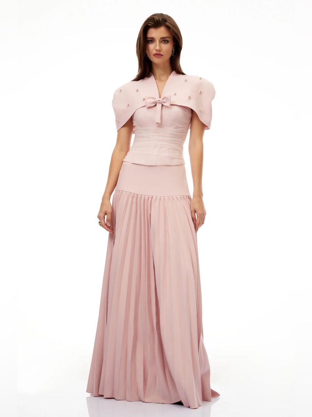 Blush Pink Pleated Maxi Skirt